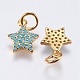 Brass Micro Pave Cubic Zirconia Charms RB-I077-21G-RS-2