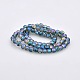 Half Rainbow Plated Glass Faceted Flat Round Beads Strands EGLA-A033-4mm-HR01-2