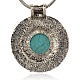 Antique Silver Tone Alloy Dyed Synthetic Turquoise Pendants PALLOY-J100-02AS-2