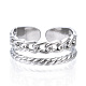 304 anello di polsino aperto a forma di catena di barbazzali in acciaio inossidabile per le donne RJEW-N040-31-2