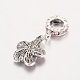 Flower Antique Silver Plated Alloy Rhinestone European Dangle Charms MPDL-K013-06-2