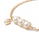 Braccialetto con ciondoli di perle e foglie di conchiglia BJEW-TA00239-3