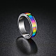 Rainbow Color Pride Flag Enamel Rectangle Rotating Ring RABO-PW0001-038G-2
