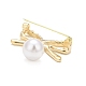 Broche bowknot en alliage avec perle en plastique JEWB-A004-02LG-2