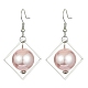 Orecchini pendenti con perla imitazione plastica ABS con rombo EJEW-JE05501-1