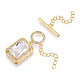 Brass Micro Pave Clear Cubic Zirconia Chain Extender KK-R133-056-NF-3