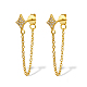 Cubic Zirconia Star with Tassel Dangle Stud Earrings for Women EJEW-F317-15G-1