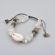 Bracciali di perle naturali intrecciate con labradorite e pietra di luna bianca BJEW-JB04080-05-1