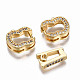 Brass Micro Pave Clear Cubic Zirconia Fold Over Clasps KK-T063-67G-NF-4