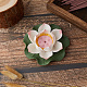 GORGECRAFT Pink Lotus Incense Holder Porcelain Incense Burners Home Office Teahouse Zen Buddhist Supplies Ceramic Stick Holder with Lotus Leaf for Yoga Studio Decor Meditation AJEW-WH0314-99A-01-3