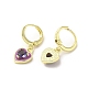 Heart Real 18K Gold Plated Brass Dangle Leverback Earrings EJEW-L268-025G-02-2