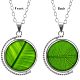 Double-sided Picture Glass Rotatable Pendant Necklaces NJEW-F200-14P-1