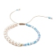 3 Uds. Conjunto de pulseras de cuentas trenzadas de perlas naturales y semillas de vidrio de 3 colores BJEW-JB09572-3