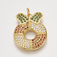 Ciondoli in ottone con zirconi cubici e orecchini a bottone e anelli regolabili set di gioielli SJEW-S043-15-6