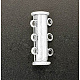 1連真鍮製スライドロッククラスプ  ジュエリーアクセサリー  3の穴  銀色のメッキ  6mm  穴：20x7mm X-KK-Q267-6-1