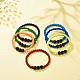 7 stücke 7 farben acryl & natürliche lavagestein runde perlen stretch armbänder sets BJEW-JB08551-2
