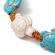 Bracciale con perline intrecciate di tartaruga marina sintetica turchese BJEW-JB10036-01-3