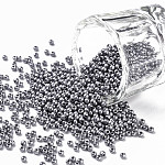 11/0 grado a cuentas redondas de semillas de vidrio, pintura para hornear, plata, 2.3x1.5mm, agujero: 1 mm, aproximamente 48500 unidades / libra