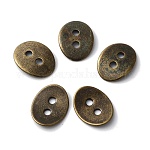 Cierres de botón de latón, Bronce antiguo, 14x10mm, agujero: 2 mm