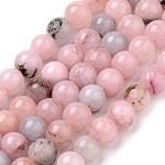 Brins de perles de jaspe fleur de prunier naturel, teinte, ronde, rose, 8~8.5mm, Trou: 1mm, Environ 47 pcs/chapelet, 15.5 pouce