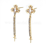 Brass Micro Pave Clear Cubic Zirconia Earring Findings KK-S356-306-NF