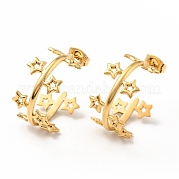 Серьги-гвоздики со звездами EJEW-G293-01G