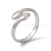 304 Stainless Steel Double Snake Open Cuff Ring for Women RJEW-C045-14P