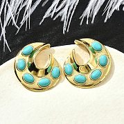 Плоские круглые серьги-гвоздики из латуни EJEW-Z086-06G