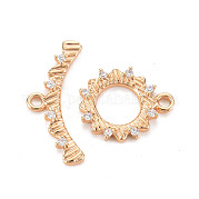 Brass Micro Pave Clear Cubic Zirconia Toggle Clasps KK-S356-579-NF