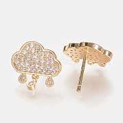 Brass Cubic Zirconia Dangle Stud Earrings KK-S336-35G