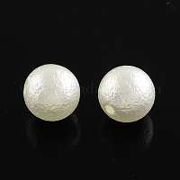 300 Pcs White ABS Faux Pearl Beads Creamy White Big Hole Plastic