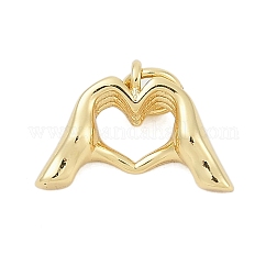 Pendente in ottone, ciondoli a forma di cuore, placcato di lunga durata, placcatura cremagliera, piombo & cadimo libero, con anello di salto, vero placcato oro 18k, 10.5x15.5x4mm, Foro: 3.5 mm
