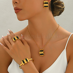 Rechteckige Sets aus Edelstahl und Kunststoff mit Armbändern&nbsp;GF9745-1
