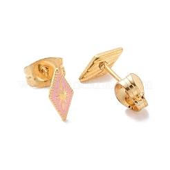 Boucles d'oreilles à tige en forme de losange en émail avec étoile et épingles en acier inoxydable chirurgical 316L&nbsp;EJEW-P204-02G-03