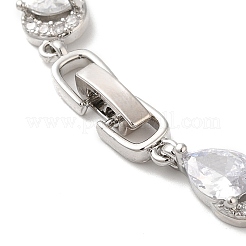Tropfenförmiges Gliederkettenarmband aus Glas mit kubischem Zirkonia&nbsp;BJEW-M296-04P