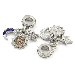 Gestell-Plating-Legierung pflastern Strass Mond Sonne Stern europäischen baumeln Charme&nbsp;FIND-B034-12P-02