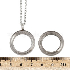 Collier pendentif médaillon rond plat visible en acier inoxydable 304 pour cendres d'animaux de compagnie&nbsp;NJEW-S455-08P