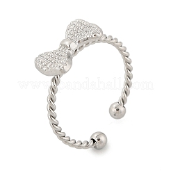 Bagues de manchette ouvertes en acier inoxydable 304 avec nœud papillon pour femmes&nbsp;RJEW-G338-08P