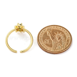 Offene Manschettenfingerringe aus Messing mit Mikropflaster und Zirkonia für Damen&nbsp;RJEW-M028-93G