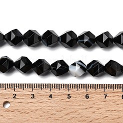 Fili di perle di agata nera naturale a strisce/agata striata&nbsp;G-Z119-A03-03
