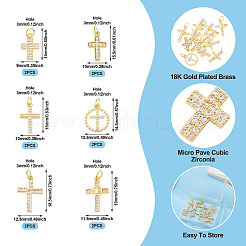 12pcs 6 styles pendentifs en laiton micro pavé de zircone cubique&nbsp;KK-TA0002-35