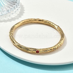 Bracelets joncs en acier inoxydable 304 gravés artisanalement et ornés de strass pour femmes&nbsp;BJEW-D456-01G-01