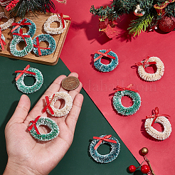 30 couronne de Noël à suspendre en polyester et sisal de chanvre&nbsp;HJEW-WR0001-22A