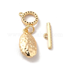 Fermagli a levetta in vero ottone placcato oro 18k con micro pavé di zirconi cubici trasparenti&nbsp;KK-M243-10G-01