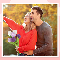 6 Stück 3 Farben Polyester Strick künstliche Tulpenblume&nbsp;AJEW-CY0001-18