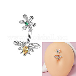 Bauchnabelringe aus Edelstahl 304 mit Kristall-Strass&nbsp;FS-WG2C664-02