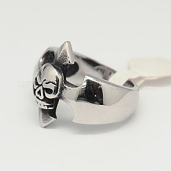Einzigartige retro männer halloween schmuck 304 edelstahl schädel ringe&nbsp;RJEW-F006-315