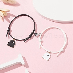 2 Stück 2-farbiges Legierungs-Emaille-Geister-Charme-Armband-Set&nbsp;BJEW-TA00307