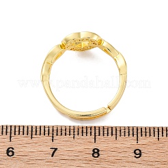 Bagues réglables en laiton avec micro pavé de zircons cubiques transparents pour femmes&nbsp;RJEW-U043-05G