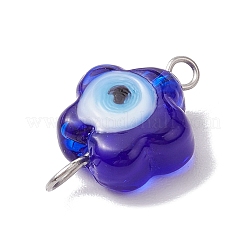 Handgemachte blaue böse Auge Blume Bunte Malerei Verbinder Verbinder Charms&nbsp;PALLOY-JF02845